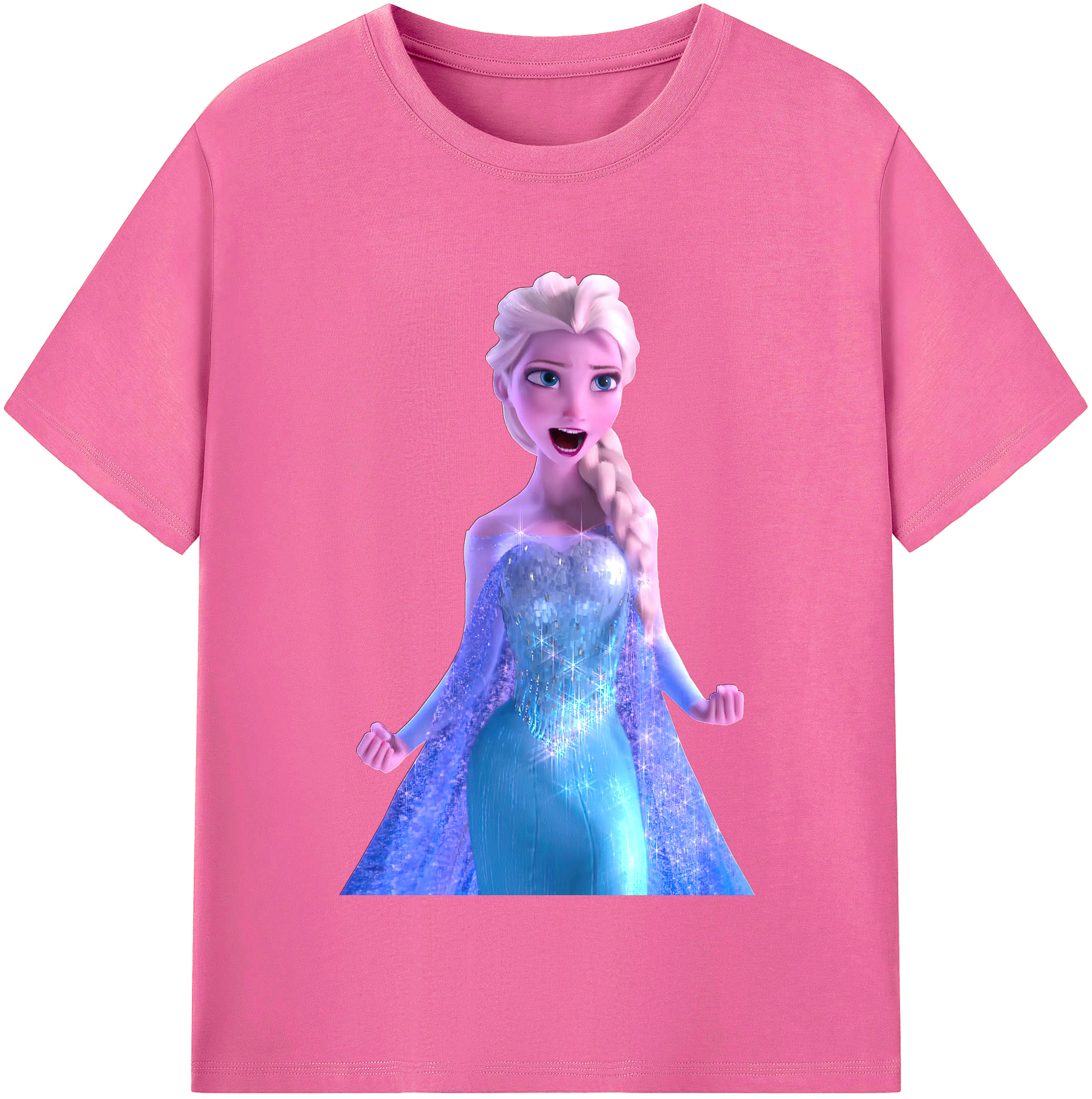 （画像用） アナと雪の女王 アンナ エルサ Frozen Anna Elsa レディースカジュアルプリントTシャツ（綿100％）